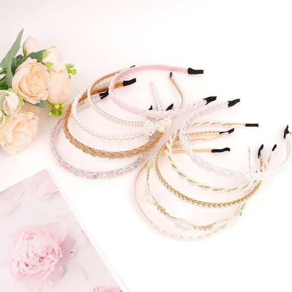 10Pcs Pearl Beaded Metal Headbands for Girls Women Elegant Hair Accessories main image 4